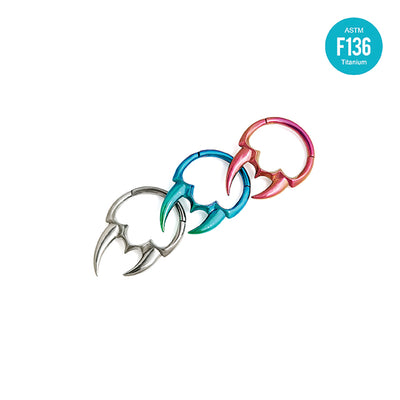 F136 Titanium Vampire Fang Septum Ring–Hypoallergenic Punk Piercing Jewelry for Nose,Ear,Cartilage Halloween Edition