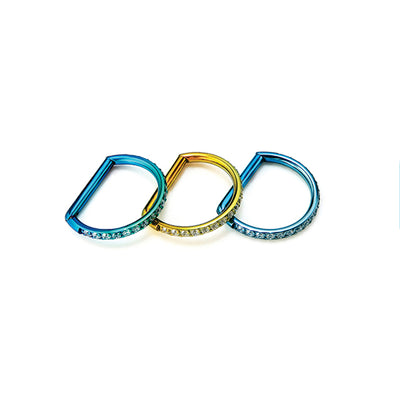 Titanium D-Shaped Clicker Hoop with CZ – Hypoallergenic Piercing Ring