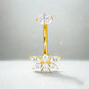 Implant-Grade Titanium Belly Button Ring with Bee Design & Push-Fit Top