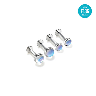 Moonstone Flat Back Stud–Internally Threaded Piercing Jewelry for Ear,Cartilage or Lip