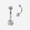Titanium Belly Button Ring With Prong Set
