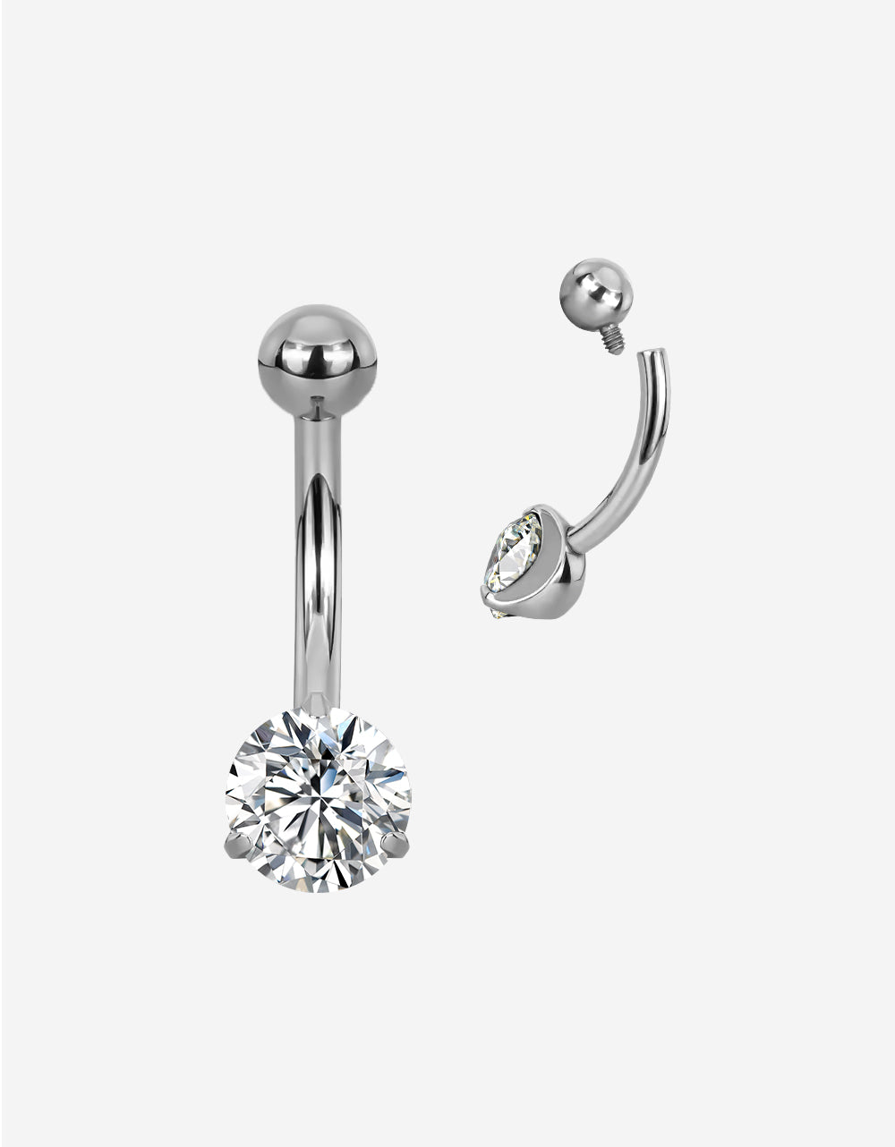 Titanium Belly Button Ring With Prong Set