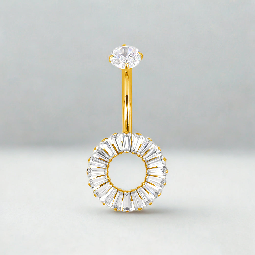 Titanium Internally Threaded Asscher-Cut CZ Navel Ring