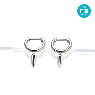 F136 Titanium D-Shaped Punk Spike Hoop–Straight Bar Hypoallergenic Earring for Cartilage,Helix or Lobe