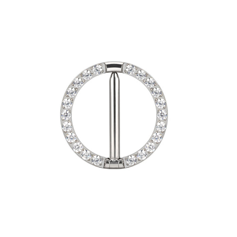 Sexy CZ Segment Nipple Ring–Implant Grade G23 Titanium Fashion Body Jewelry