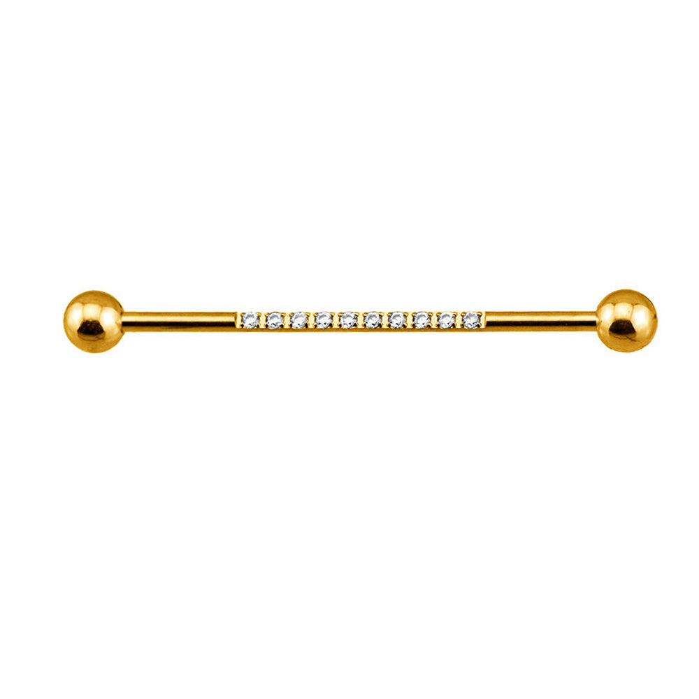 Internally Threaded Industrial Barbell – CZ Pave on Pole