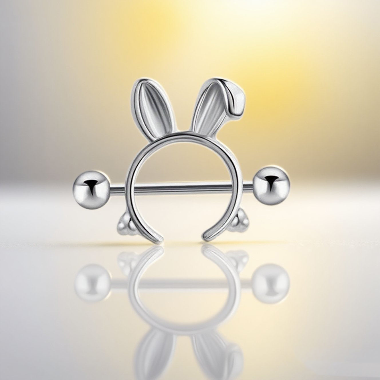 Cute Rabbit Ear-Shaped Nipple Stud – Hypoallergenic Body Jewelry