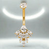 Marquise CZ Cluster Flower with Round CZ Prong Belly Ring