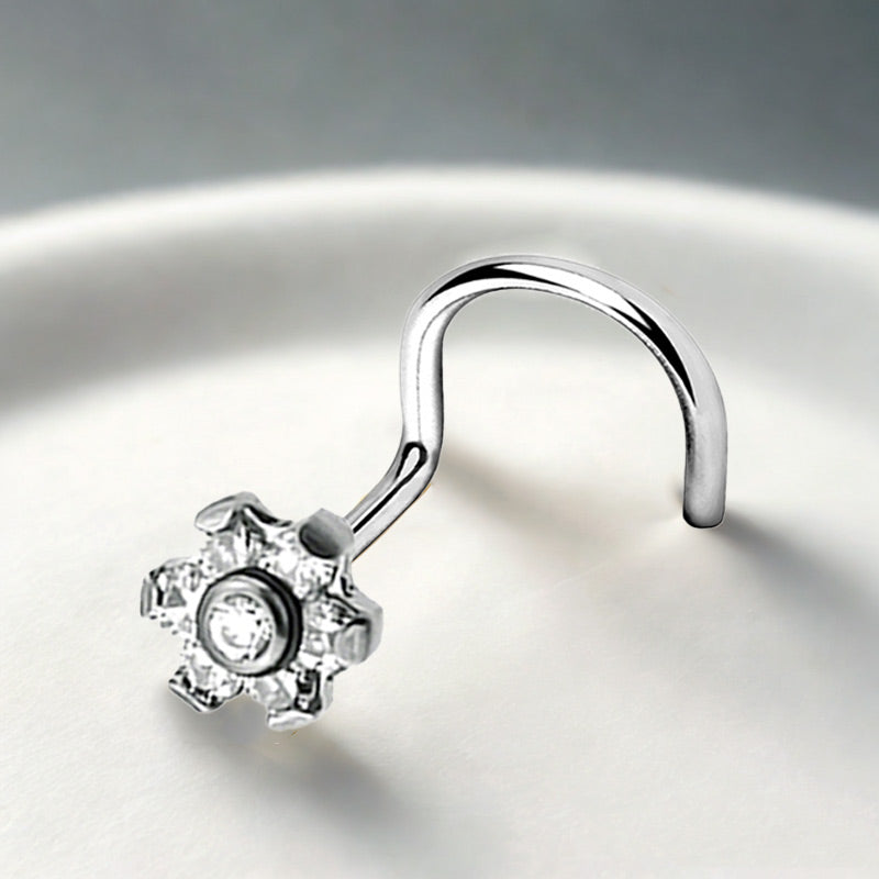 Medical Grade Titanium Nose Studs – Fire Top Opal & CZ Set