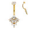 Marquise CZ Cluster Flower with Round CZ Prong Belly Ring