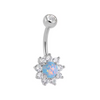 Floral Opal Belly Ring CZ Petal Design