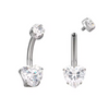 F-136 Titanium Prong Set Heart Zircon Belly Button Navel Rings