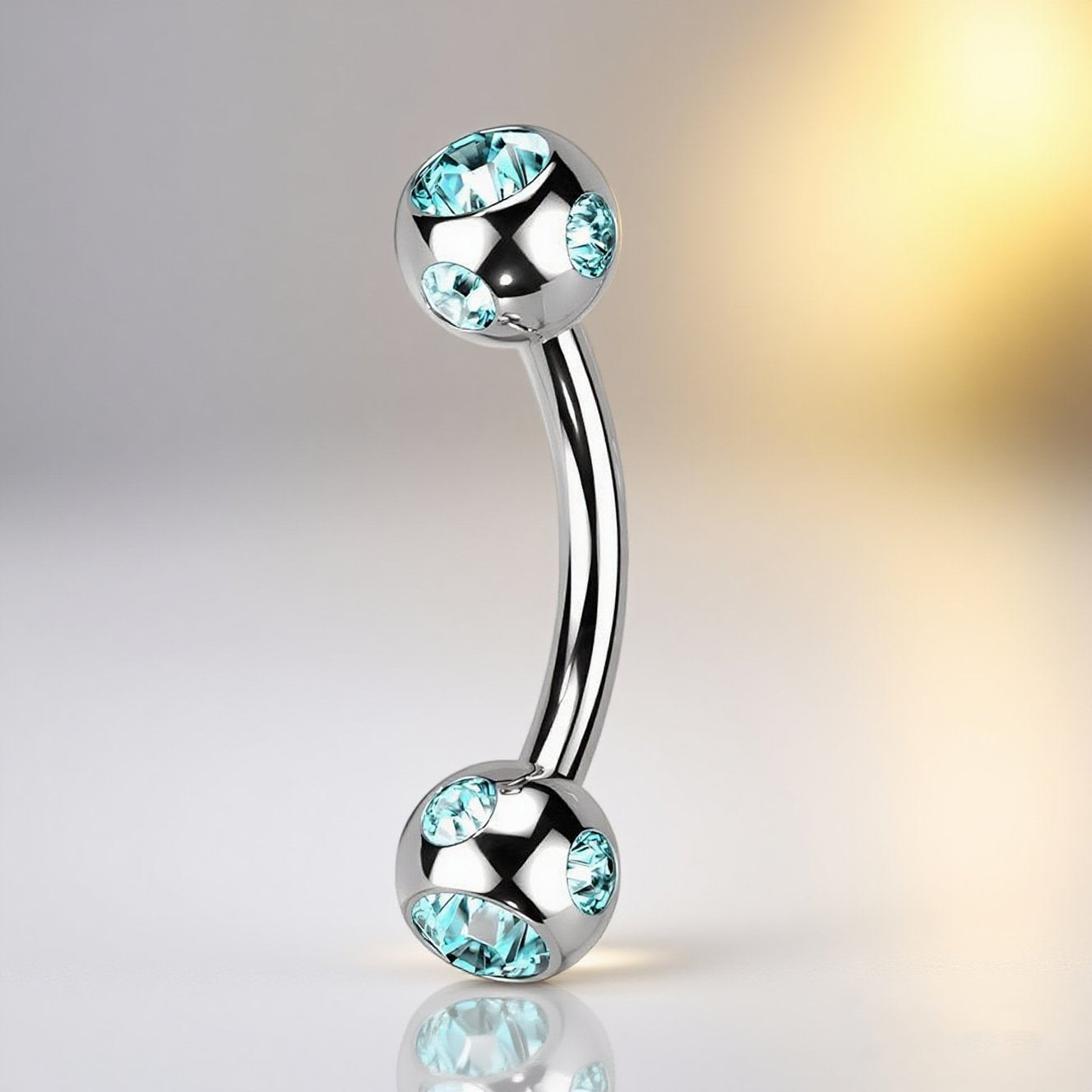316L Stainless Steel Eyebrow Piercing – Gem Curved Barbell Banana Ring