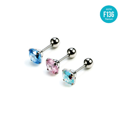 F136 Titanium External Thread CZ Stud–Ultra Sparkling 5A Zircon Piercing Jewelry for Helix,Cartilage,Conch