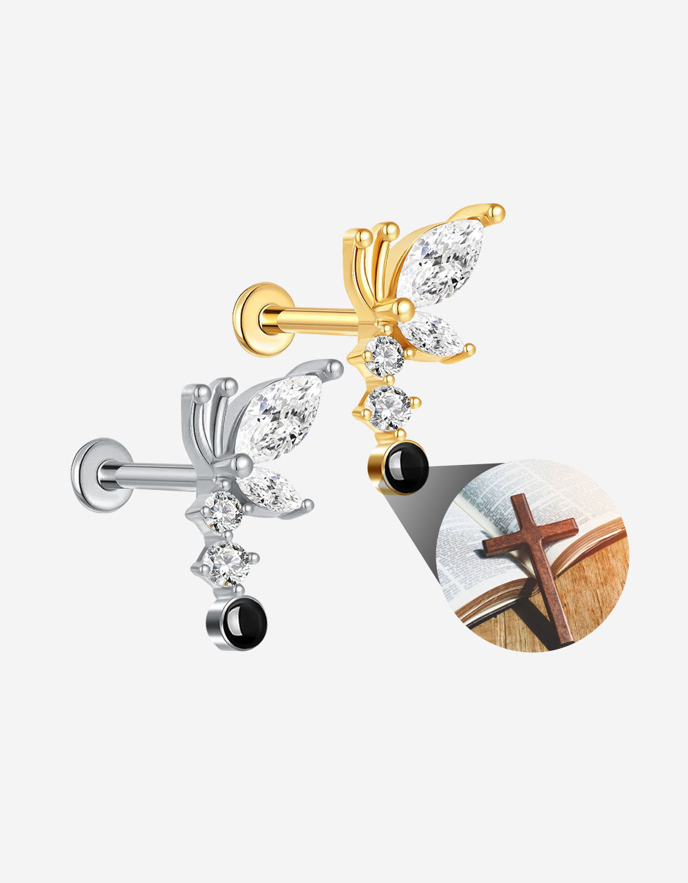 Butterfly Stud Earring F136 Titanium Hypoallergenic Piercing Jewelry