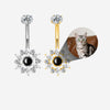 Sunflower Belly Button Ring Custom Pet Photo Micro Projection Piercing Jewelry
