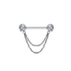 Double CZ End Nipple Stud with Chain – Stylish Body Piercing Jewelry