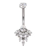 Marquise CZ Cluster Flower with Round CZ Prong Belly Ring
