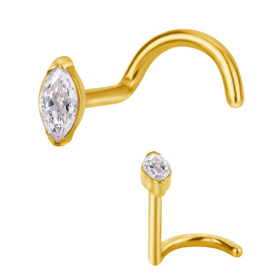 Wholesale ASTM F136 Titanium Marquise CZ Nose Stud