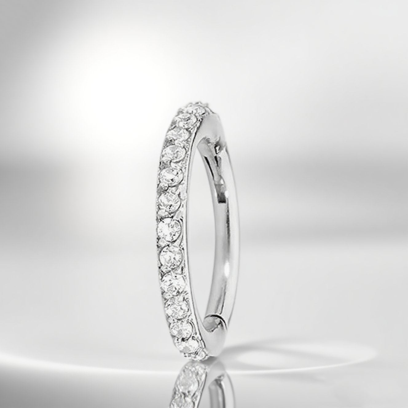 316L Stainless Steel Half Circle CZ Blaze Hoop | Bendable Segment Piercing Ring for Ear – Unisex