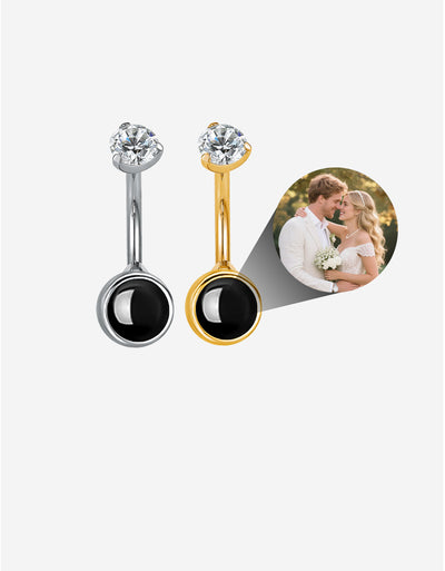 Minimalist Fashion Belly Button Ring Custom Photo Micro Projection Piercing Jewelry