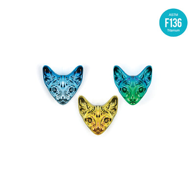 F136 Titanium Internally Threaded Sphinx Cat Ear Stud–Hypoallergenic Retro Piercing Jewelry for Cartilage,Ear,Lip