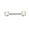 Prong Set CZ Barbell – ASTM F136 Titanium Body Jewelry for Piercings