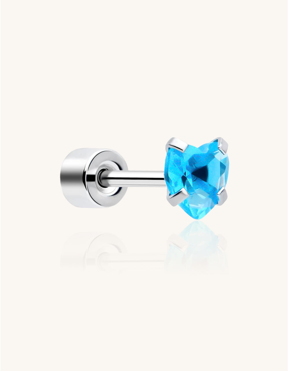 14K White Gold Diamond Piercing Stud Fine Helix/Cartilage Earring