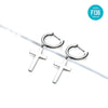 F136 Titanium D-Shaped Hoop with Cross Pendant–Hypoallergenic Earring