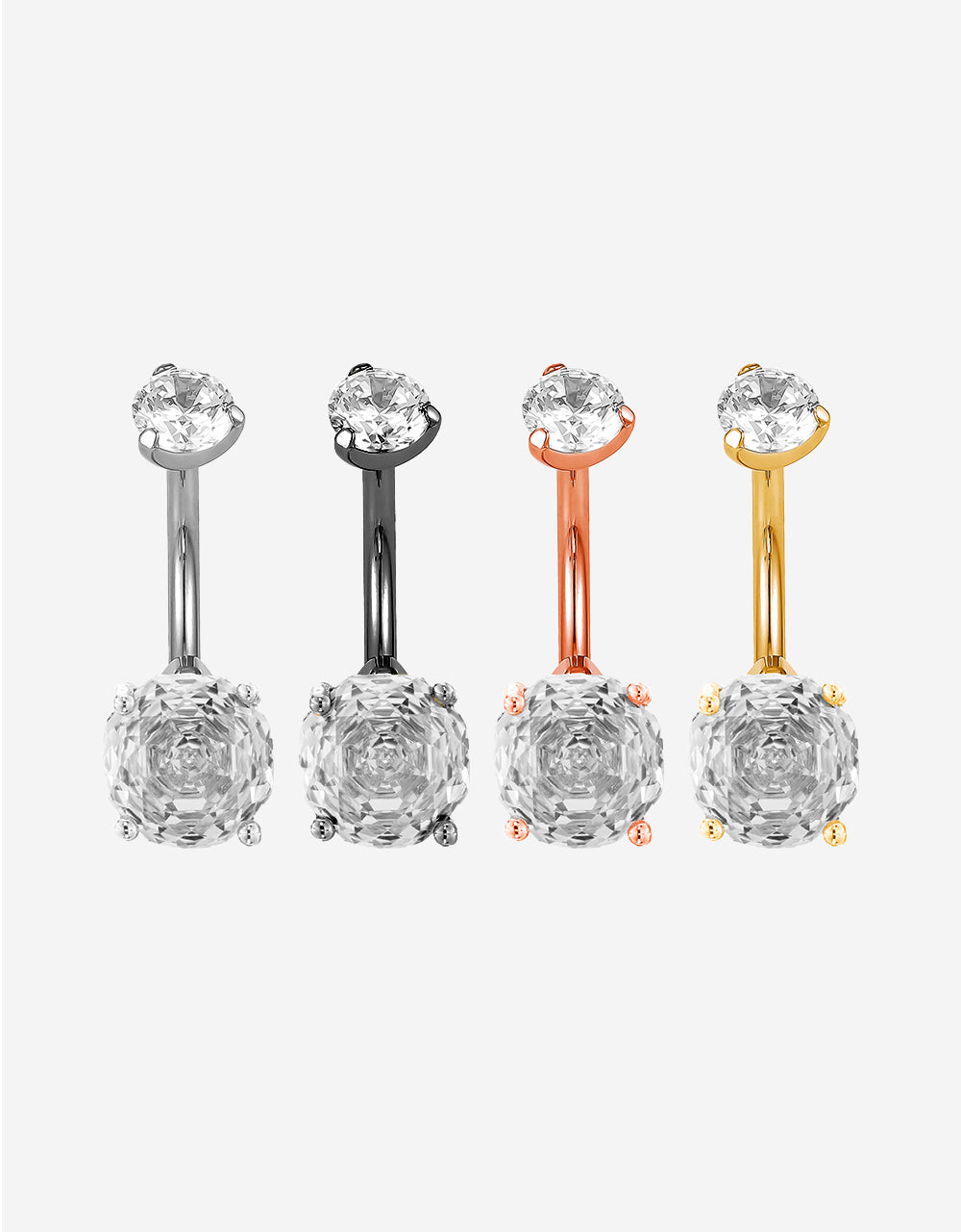 Fashion Rose Cut  Moissanite Titanium Belly Button Ring Body Piercing Jewelry Wholesale