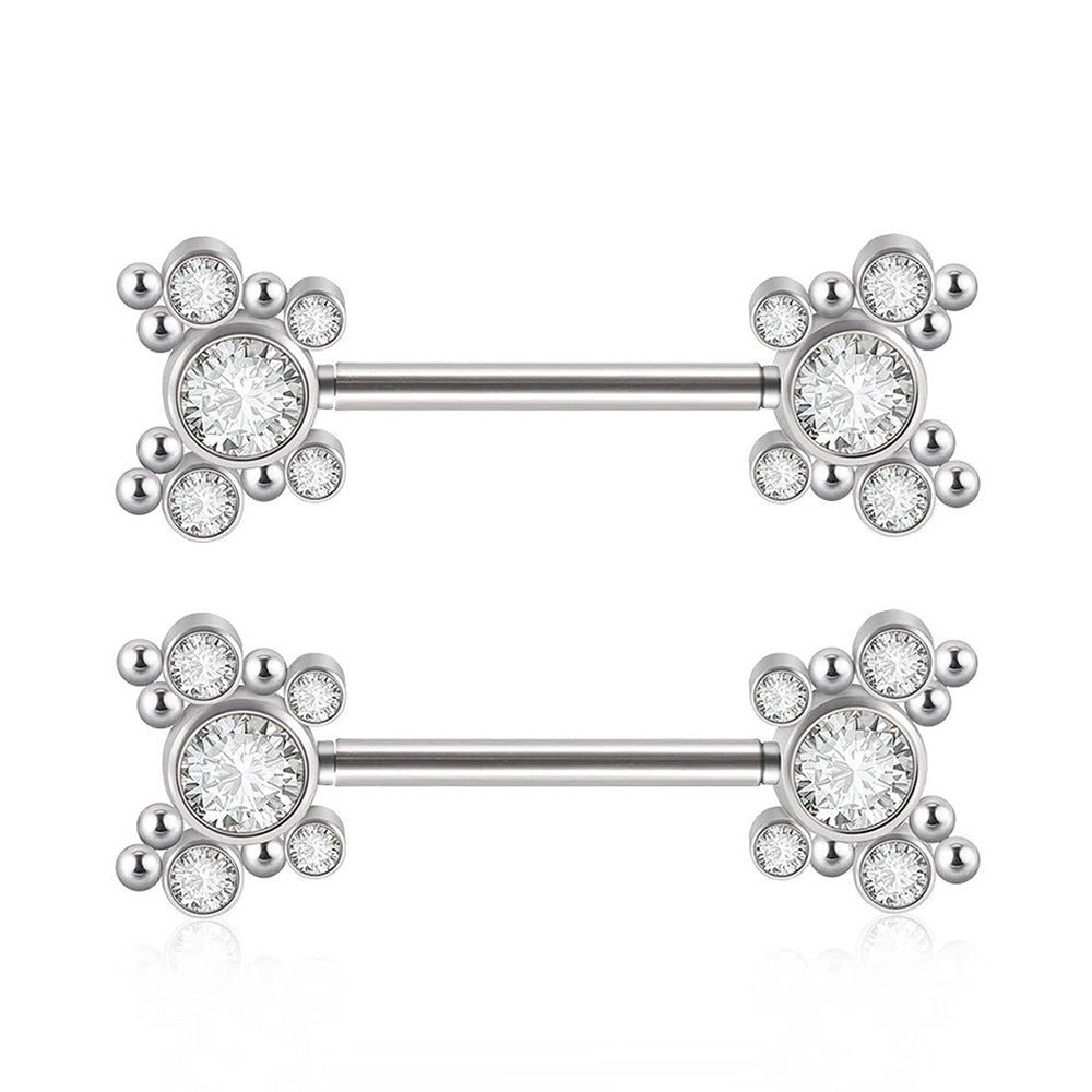 Dangle Chain Nipple Barbell – ASTM F136 Titanium with CZ Ends