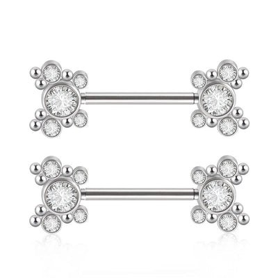 Dangle Chain Nipple Barbell – ASTM F136 Titanium with CZ Ends