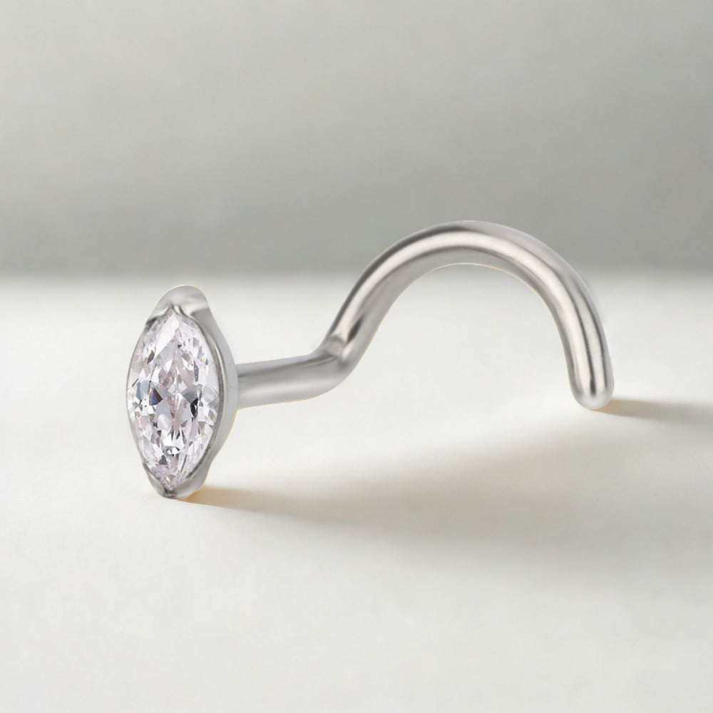 Wholesale ASTM F136 Titanium Marquise CZ Nose Stud