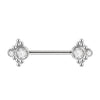 Double CZ Nipple Barbell with Chain – Hypoallergenic Titanium