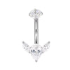 Titanium Bezel Set CZ Top With 2 Marquise CZ and Pear CZ Center Flower Belly Button Ring