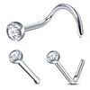 Internally Threaded Titanium Nose Piercing – Bezel Gem Set
