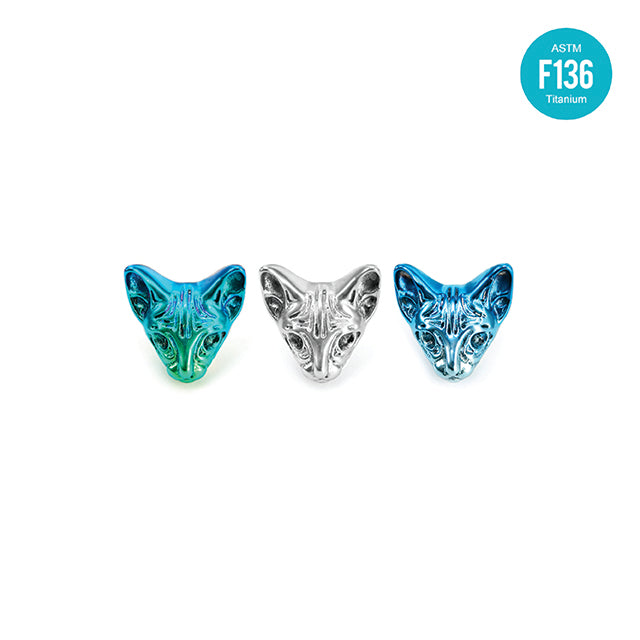 F136 Titanium Internally Threaded Sphinx Cat Ear Stud–Hypoallergenic Retro Piercing Jewelry for Cartilage,Ear,Lip
