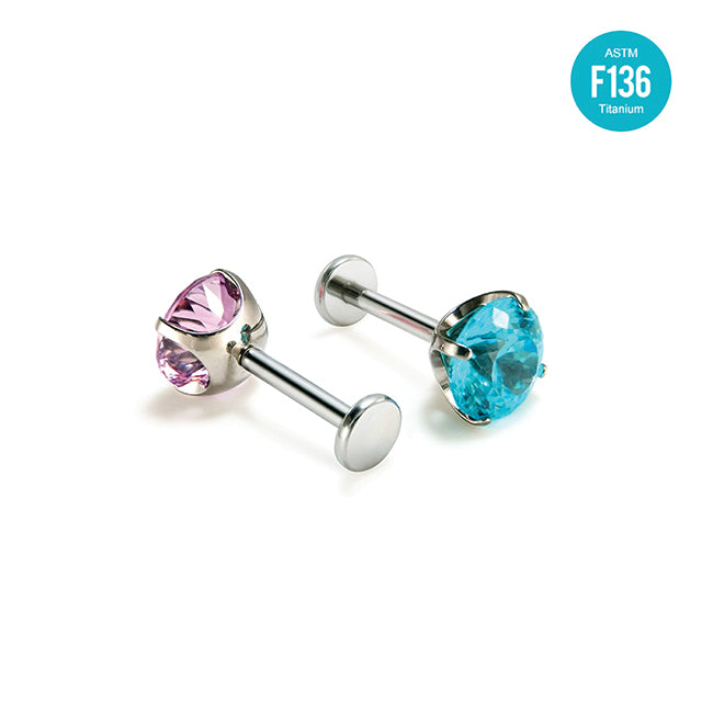 F136 Titanium 6mm Nest-Cut CZ Stud – Internally Threaded Ear & Cartilage Piercing