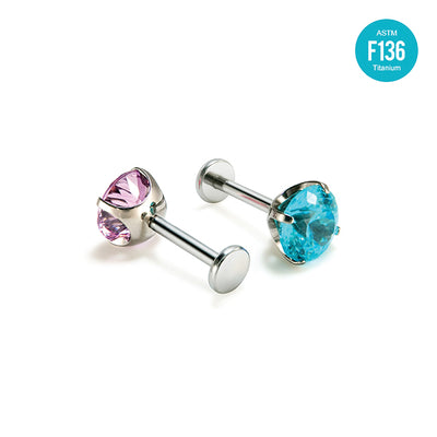 F136 Titanium 6mm Nest-Cut CZ Stud – Internally Threaded Ear & Cartilage Piercing