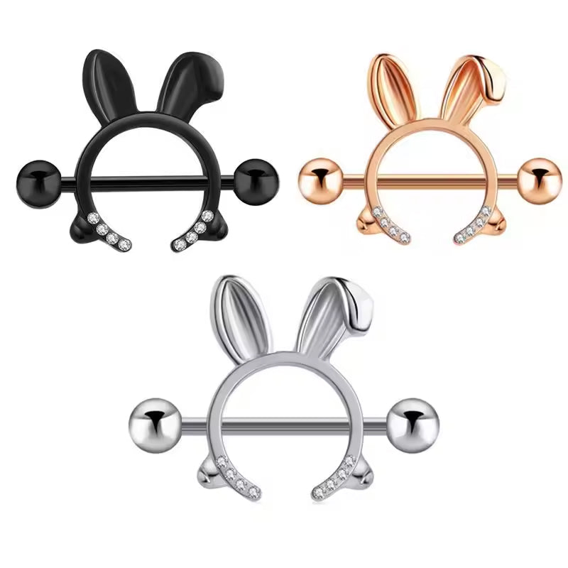 Cute Rabbit Ear-Shaped Nipple Stud – Hypoallergenic Body Jewelry