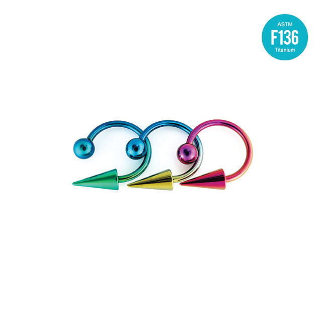 F136 Titanium Internally Threaded Punk Devil Spike Horseshoe Ring–Hypoallergenic Lip,Ear&Nose Jewelry