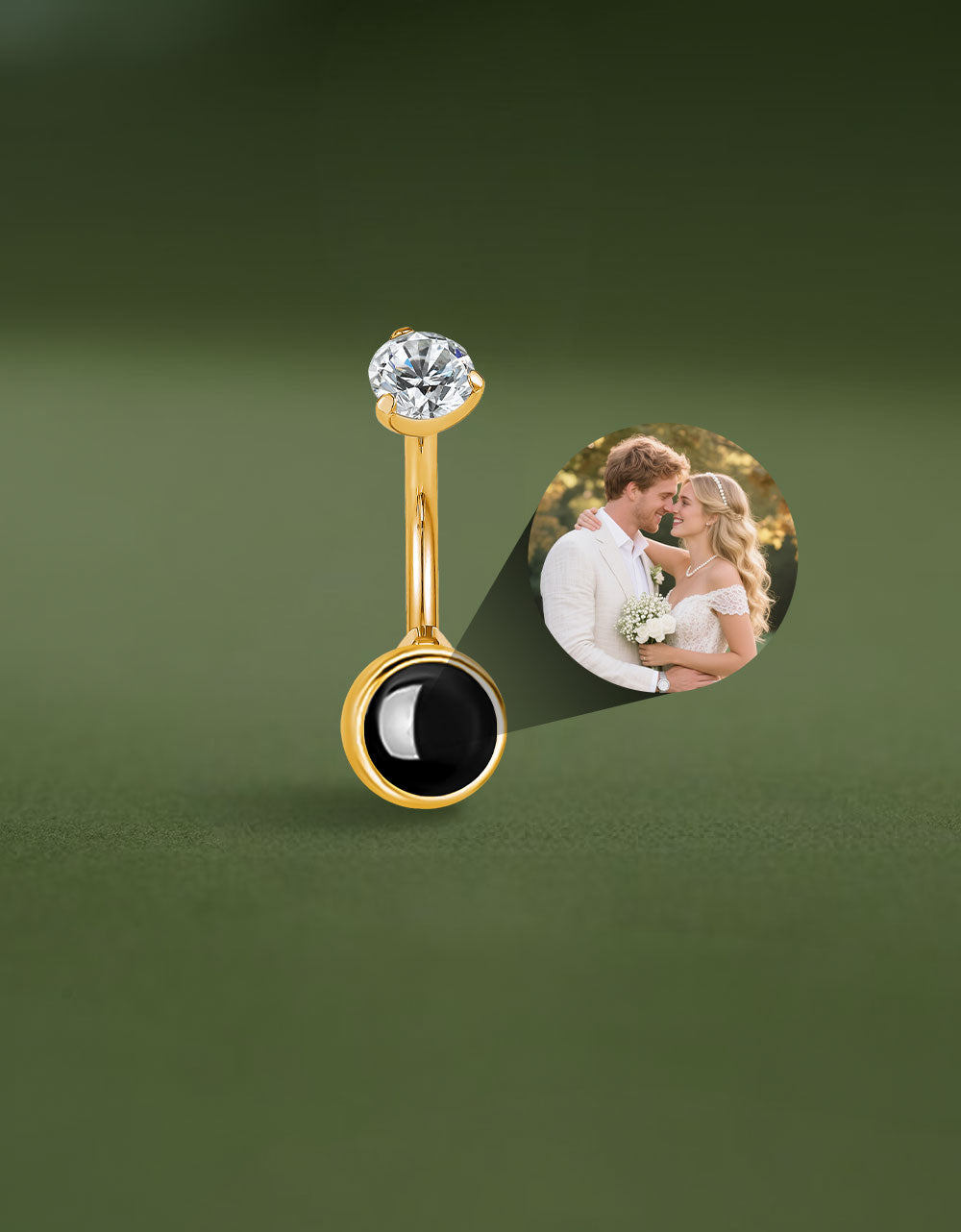Minimalist Fashion Belly Button Ring Custom Photo Micro Projection Piercing Jewelry