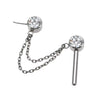 Double CZ End Nipple Stud with Chain – Stylish Body Piercing Jewelry