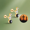 Double Stone Projector Cross Earring F136 Titanium Personalized Piercing Jewelry