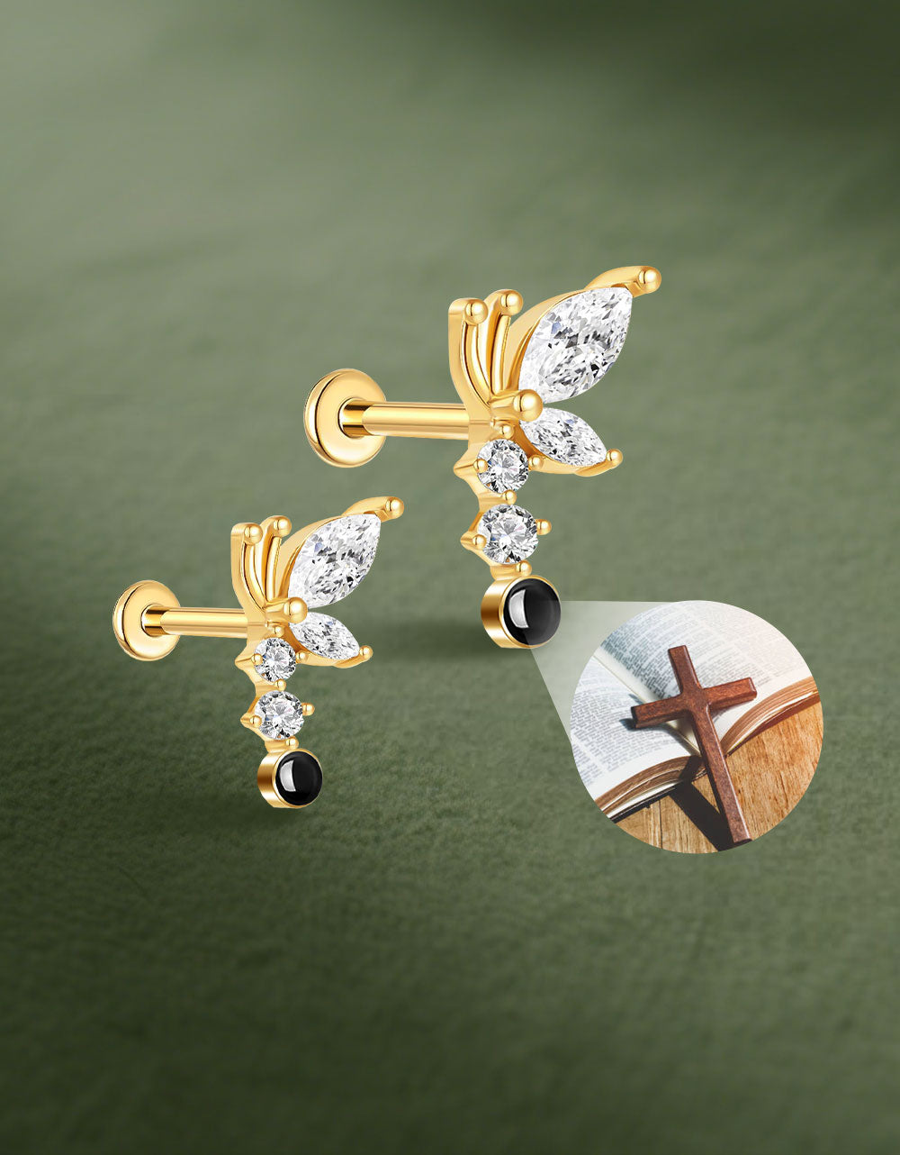 Butterfly Stud Earring F136 Titanium Hypoallergenic Piercing Jewelry