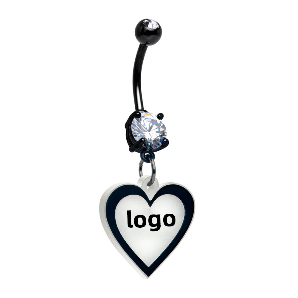 F136 Titanium Personalized Logo Belly Ring with Glow Effect
