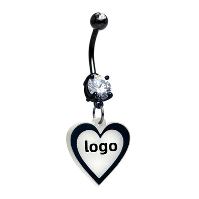 F136 Titanium Personalized Logo Belly Ring with Glow Effect