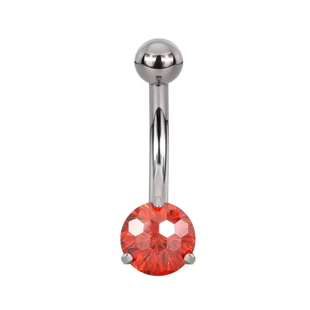 Titanium Belly Button Ring with Prong-Set CZ – Hypoallergenic Navel Jewelry
