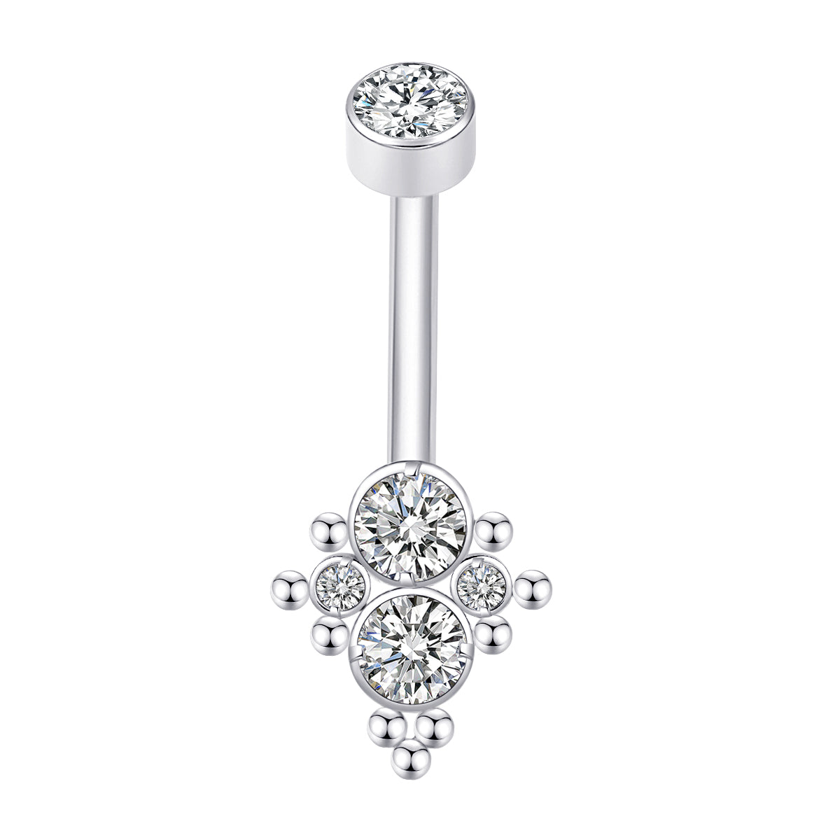 F136 Titanium Internally Threaded Belly Ring Threadless 5A Clear CZ Piercing Jewelry