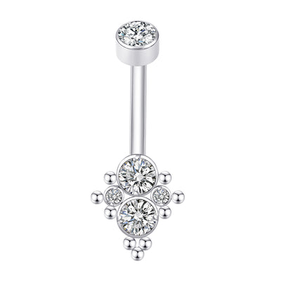 F136 Titanium Internally Threaded Belly Ring Threadless 5A Clear CZ Piercing Jewelry